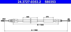 ATE Cablu, frana de parcare ATE 24.3727-0353.2 (24.3727-0353.2)