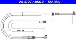 ATE Cablu, frana de parcare ATE 24.3727-1056.2 (24.3727-1056.2) - automobilus