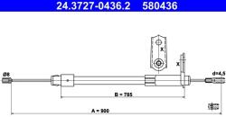 ATE Cablu, frana de parcare ATE 24.3727-0436.2 (24.3727-0436.2) - automobilus