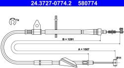 ATE Cablu, frana de parcare ATE 24.3727-0774.2 (24.3727-0774.2)
