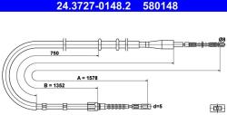 ATE Cablu, frana de parcare ATE 24.3727-0148.2 (24.3727-0148.2)