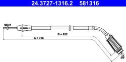 ATE Cablu, frana de parcare ATE 24.3727-1316.2 (24.3727-1316.2) - automobilus