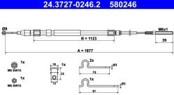 ATE Cablu, frana de parcare ATE 24.3727-0246.2 (24.3727-0246.2) - automobilus