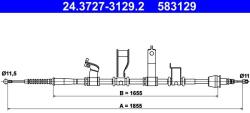 ATE Cablu, frana de parcare ATE 24.3727-3129.2 (24.3727-3129.2)