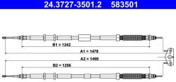 ATE Cablu, frana de parcare ATE 24.3727-3501.2 (24.3727-3501.2)