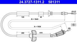 ATE Cablu, frana de parcare ATE 24.3727-1311.2 (24.3727-1311.2) - automobilus