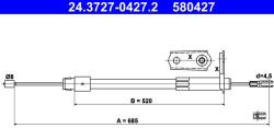 ATE Cablu, frana de parcare ATE 24.3727-0427.2 (24.3727-0427.2) - automobilus