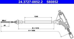ATE Cablu, frana de parcare ATE 24.3727-0852.2 (24.3727-0852.2)