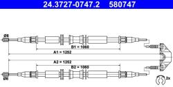 ATE Cablu, frana de parcare ATE 24.3727-0747.2 (24.3727-0747.2) - automobilus