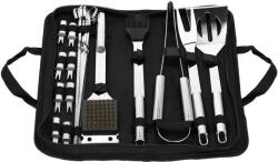 Brius Set accesorii gratar inox 20 piese cu furculita spatula cleste perie, rezistente la caldura, husa transport inclusa (BQ-0022)