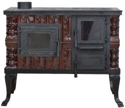 eSemineu Premium Terracotta cooking stove 90 cm Brown with hob and oven 7 kW left