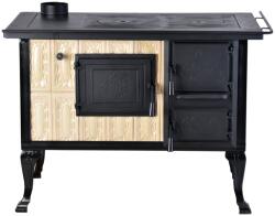 eSemineu Premium Terracotta Norbo CreamRustic cast iron door, In black steel frame cast iron legs 10kW left