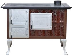 eSemineu Premium Terracotta Norbo Brown cast iron door in brown frame legs and silver doors 10kW right