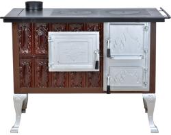 eSemineu Premium Terracotta Norbo Brown cast iron door in brown frame legs and silver doors 10kW left