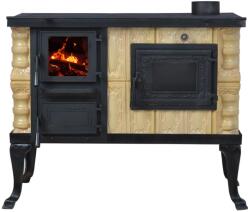 eSemineu Premium Cream/Rustic terracotta cooking stove 90 cm with hob and oven 7kW right