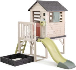 Smoby Căsuță pe piloni cu nisipar House On Stilts Life Smoby cu tobogan și filtru UV (SM810301-B) Casuta pentru copii
