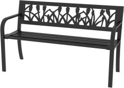 Outsunny Scaun de Terasa, Scaun Dublu cu Spatar cu Model Floral, pentru Gradina, Veranda, Negru | Aosom Romania (84G-246V00BK)