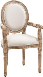 HomCom Scaun de dining design retro cu brațe și tapițerie groasă, scaun living în stil in pentru living, lemn de cauciuc crem + helle Holzfarbe 56 x 56 x 96 cm | Aosom Romania (835-315CW)