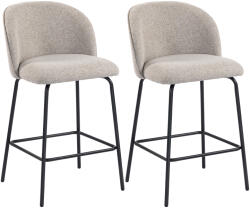 HOMCOM Set 2 Scaune de Bar cu Spătar și Suport pentru Picioare, Acoperire din Material Textil și Picioare din Oțel, Gri | Aosom Romania (83A-351V00LG)