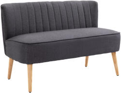 HOMCOM Canapea 2 Locuri din Material Textil fără Brațe cu Cusături, Canapea Compactă Modernă cu Picioare din Lemn de Cauciuc pentru Living, 117x56.5x77 cm, Gri Închis | Aosom Romania (833-524V07CG) Canapea