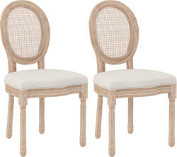 HomCom Set de 2 scaune de sufragerie, scaune de bucătărie, design vintage, aspect împletitură Wiener, natural + crem | Aosom Romania (83A-080V00CW)