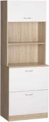 HOMCOM Bufet de bucătărie dulap de bucătărie cu multi-stocare 2 sertare 1 dulap + blat mare 60 x 38 x 168 cm MDF alb | Aosom Romania (835-619WT)