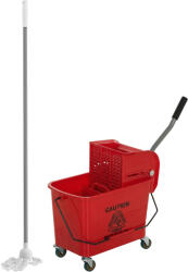 HOMCOM Găleată de mop cu stoarcător, panou separator și roți, capacitate 20 L pentru curățenie casnică 45x26, 5x70 cm roșu | Aosom Romania (720-027V00RD)