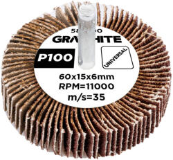 GRAPHITE Csiszolókerék csapos 60x15x6mm, P100 (58T390) (58T390)