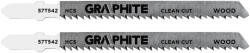  GRAPHITE Dekopírfűrészlap, T-befogó, HCS, 10TPI, 74/100mm, fa-rétegelt lemez, 2db (57T542) (57T542)