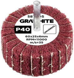 GRAPHITE Csiszolókerék csapos 60x25x6mm, P40 (58T405) (58T405)