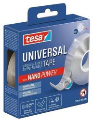 tesa Bandă adezivă, față-verso, detașabilă, transparentă, 30 mm x 3 m, TESA "Universal Nanotape (55810-00004-00)