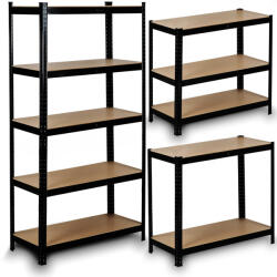 Humberg Műhelypolc, Humberg HR-813, fekete, 180 x 90 x 40 cm, 5 polcos, acél, MDF polclapok, állítható polcmagasság, teherbírás: 265 kg/polc (TE4813)