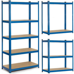 Humberg Műhelypolc, Humberg 4847, kék, 180 x 90 x 40 cm, 5 polcos, acél, MDF polclapok, állítható polcmagasság, teherbírás: 175 kg/polc (TE4848)