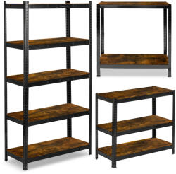 Humberg Műhelypolc, Humberg HR-852, fekete, faerezetű polcok, 180 × 90 × 40 cm, 5 polcos, acél, MDF polclapok, állítható polcmagasság, teherbírás: 175 kg/polc (TE4852)