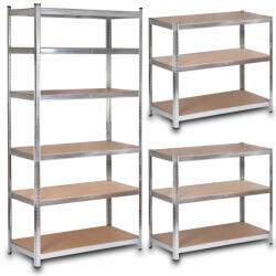 Humberg Műhelypolc, Humberg HR-815, ezüst, 222 x 110 x 50 cm, 6 polcos, acél, MDF polclapok, állítható polcmagasság, teherbírás: 150 kg/polc (TE4815)