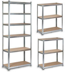 Humberg Műhelypolc, Humberg HR-814, ezüst, 222 x 90 x 40 cm, 6 polcos, acél, MDF polclapok, állítható polcmagasság, teherbírás: 150 kg/polc (TE4814)