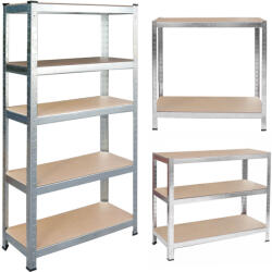 Humberg Műhelypolc, Humberg 4843, ezüst, 180 x 90 x 30 cm, 5 polcos, acél, MDF polclapok, állítható polcmagasság, teherbírás: 175 kg/polc (TE4843)