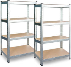 Plonos Műhelypolc szett, Plonos PL-701, ezüst, 174 x 80 x 40 cm, 4 polcos, acél, MDF polclapok, állítható polcmagasság, teherbírás: 150 kg/polc, 2 db-os szett (TE470100-2)