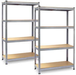 Plonos Műhelypolc szett, Plonos PL-700, ezüst, 150 x 75 x 30 cm, 4 polcos, acél, MDF polclapok, állítható polcmagasság, teherbírás: 135 kg/polc, 2 db-os szett (TE470000-2)