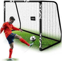 Neo-Sport Futballkapu, Neo-Sport NS-472, 300 x 200 x 120 cm, fekete keret, fekete PE háló, fém váz, időjárásálló, keretvédő fedéllel, szerszám nélkül összeszerelhető (TE1472)