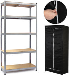 Humberg Műhelypolc, Humberg HR-812, ezüst, 180 × 90 × 40 cm, 5 polcos, acél, MDF polclapok, állítható polcmagasság, teherbírás: 175 kg/polc, 680300 védőhuzattal (TE4812-680300)