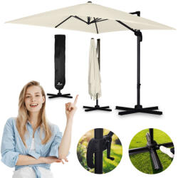 Plonos Kerti napernyő, Plonos PL-883, krémszínű, átmérő: 420 cm, 300 x 300 cm, szögletes, magasság: 250 cm, összecsukható, 8 szegmens, acél váz, vízálló PE ponyva, 210 g/m2 (TE488301)