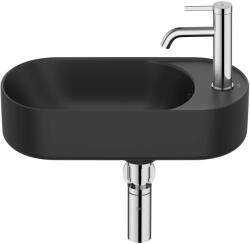 Roca Meridian mosdótál 50x27.5 cm ovális klasszikus fekete matt A327740080 (A327740080)