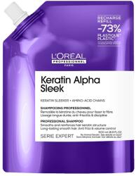 L'Oréal Serie Expert Keratin Alpha Sleek professzionális sampon utántöltő selymes hajra, kisimító és elektrosztatikus hatás elleni védelem, volument szabályozó, fényes hajra, Keratin-Alp