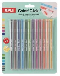 APLI Mine de schimb pentru creioane mecanice colorate, APLI "Color Click", 24 buc, 12 culori, 24 buc
