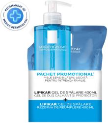 La Roche-Posay csomag: Lipikar nyugtató és védő tusfürdő gél, 400 ml + utántöltő, 400 ml