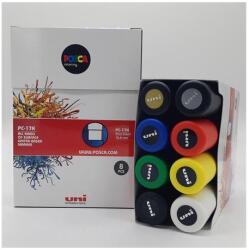 uni Marker decorativ, set, 15 mm, vârf teșit, UNI "Posca PC-17K, 8 culori diferite, 8 buc