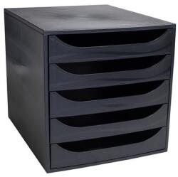 Exacompta Cutie pentru documente, plastic, cu 5 sertare, EXACOMPTA "Ecobox ExoBlack", neagră Dulap arhivare