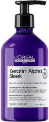 L'Oréal Professzionális sampon selymes hajra L’Oreal Professionnel Serie Expert Keratin Alpha Sleek, a simaságért & elektrosztatikus hatás ellen, a volumen szabályozásáért, ragyogó hajért, Keratin-Alpha Shape