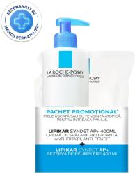 La Roche-Posay csomag: Ultra-gyengéd tisztítókrém száraz, atópiás bőrre Lipikar Syndet AP+, 400 ml + utántöltő, 400 ml